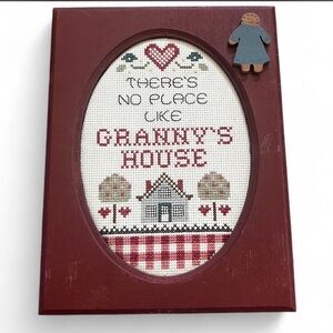 Red Framed Granny's House Cross-Stitch Decor